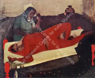 Amrita Sher-Gil (Artist), Woman Resting on Charpoy, 1940, Painting