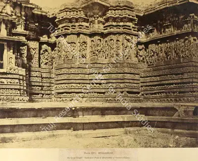 Andrew Charles Brisbane Neill (Photographer), Hullabeed. The Great Temple. South-west Front of Antechamber of Southern Vimana, 1856, Antiquarian Photograph