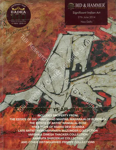 Bid & Hammer (Auction House). Significant Indian Art - Centenary Year Auction II. 27 June 2014, New Delhi | Auction Catalogue | EconomicsArt | 00862178