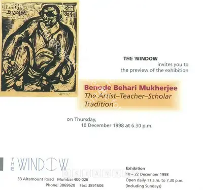 Benode Behari Mukherjee (Artist), Benode Behari Mukherjee, 1998, Solo Exhibition Invitation