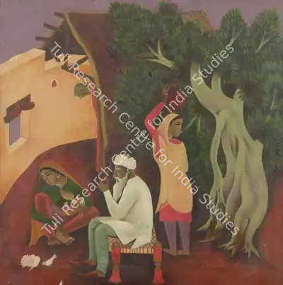 A.A. Raiba (Artist), Untitled (Farmer's Family), 1972, Painting