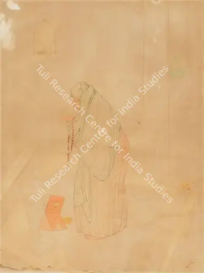 M.A.R. Chughtai (Artist), Untitled (Woman Praying), Painting