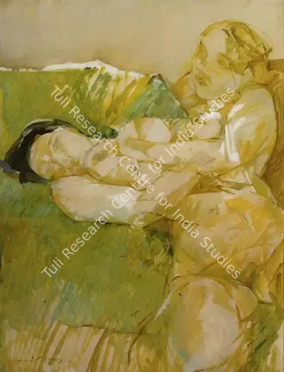 Jamil Naqsh (Artist), Two Women, Painting