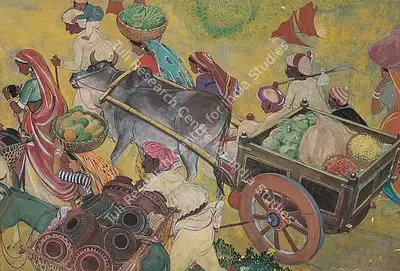 Somalal Shah (Artist), Villagers Going to Market, 1951, Painting
