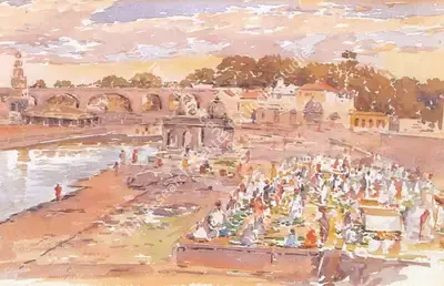 Bombay School (Artist), The Market Place, Painting