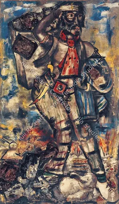 Ara, K.H. (Artist). Untitled (Ragpicker As Artist). Oil and Mixed media on canvas, c.1954 | Painting  | 00879860
