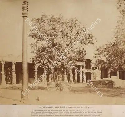 Eugene Clutterbuck Impey (Photographer), The Kootub, Near delhi- The north-east corner of the inner enclosure, 1861, Antiquarian Photograph