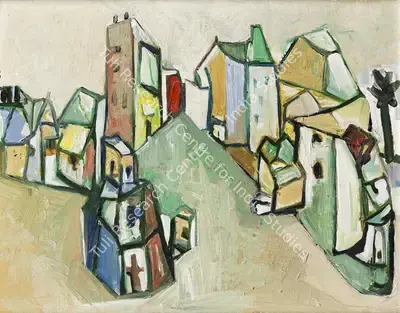 S.K. Bakre (Artist), Untitled (Cubist Landscape), 1962, Painting
