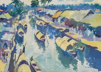 S.H. Raza (Artist), Untitled (Alleppey, Travancore), 1946, Painting