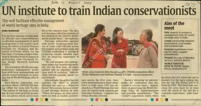 Smita Deshmukh (Reporter), UN Institute to Train Indian Conservationists, 2005, Newspaper Clipping