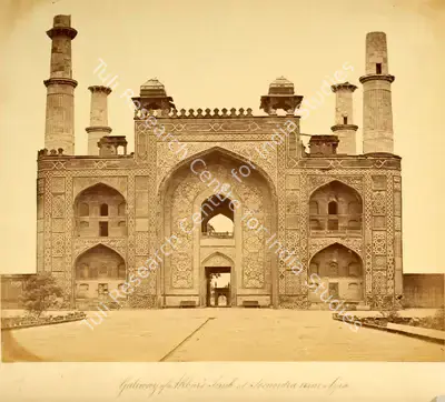 Felice Beato (Photographer), Gateway of Akbar's Tomb at Secundra near Agra, 1858, Antiquarian Photograph