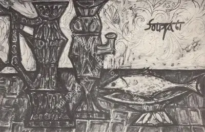 F.N. Souza (Artist), Still Life, 1961, Painting
