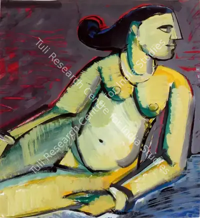 F.N. Souza (Artist), Seated Nude, 1950, Painting