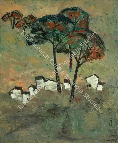 B.&nbsp;Prabha (Artist), Untitled (Landscape), 1961, Painting