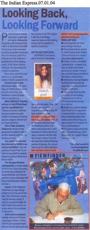 Anupa Mehta (Reporter), Looking Back, Loking Forward, 2004, Newspaper Clipping