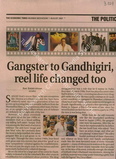 Ravi Balakrishnan (Reporter), Gangster to Gandhigiri, Reel life Changed Too, 2007, Newspaper Clipping