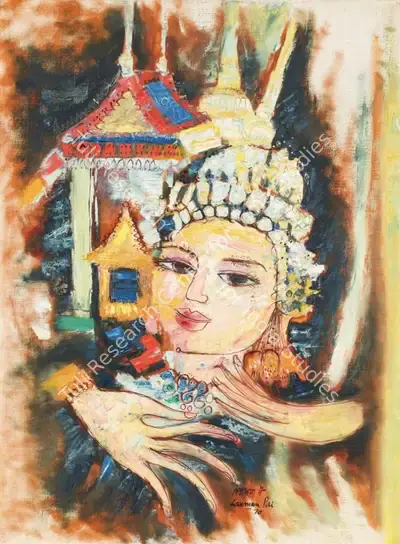 Pai, Laxman (Artist). Dancing Crowns, 1970 | Painting, Sa.Onl/19.06.25, 2025 · Saffronart