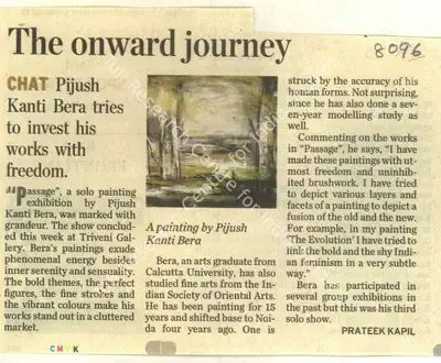 Prateek Kapil (Reporter), The Onward Journey, 2008, Newspaper Clipping