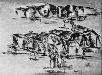 K.K. Hebbar (Artist), Deluge, 1965, Painting