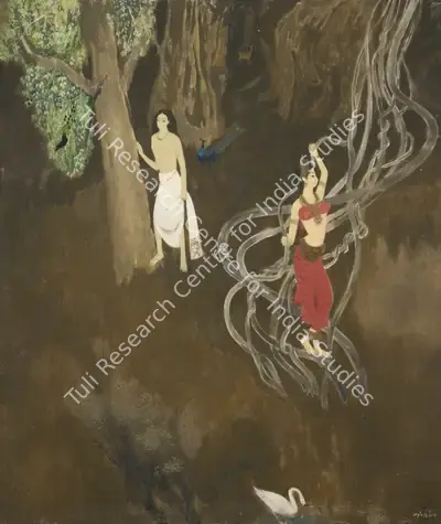 Bendre, N.S. (Artist). Untitled (Nala Damayanti), 1974 | Painting, AG.Onl/24.04.25, 2025 · Asta Guru