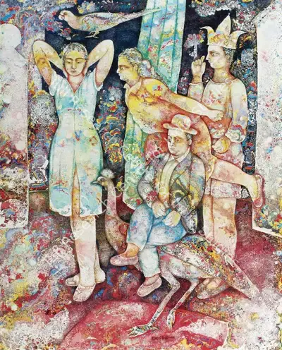 Sakti Burman (Artist), Song Of The Late Evening, 2006, Painting