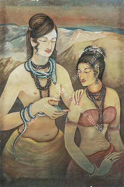 Kshitindranath Majumdar (Artist), Shiva & Parvati, 1931, Painting