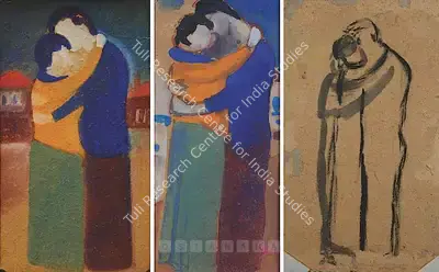 Jamini Roy (Artist), Kiss, 1925, Painting