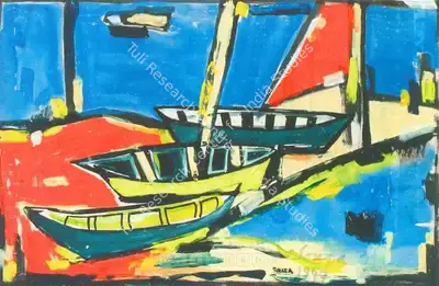 F.N. Souza (Artist), Fishing Boats, 1947, Painting