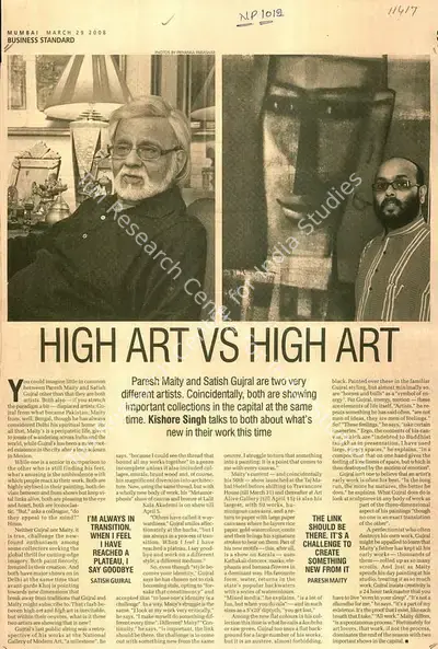 Priyanka Parashar (Photographer), High Art Vs High Art, 2008, Newspaper clipping