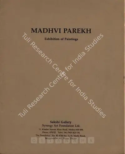 Madhavi Parekh (Artist), Madhvi Parekh, 1987, Solo Exhibition Catalogue