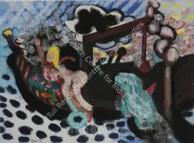 Vivan Sundaram (Artist), Art Cargo Under Black Cloud, 1986, Drawing
