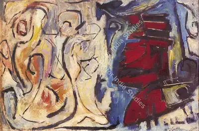 L. Munuswamy (Artist), Human forms in Abstract, 1975, Painting