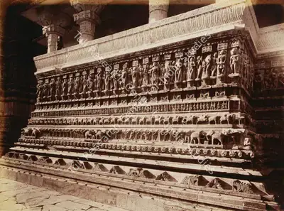 Lala Deen Dayal (Photographer), Side Sculptures of Jugdeesh temple Odeypur, 1890, Antiquarian Photograph
