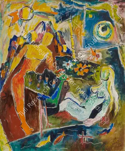 M.F. Husain (Artist), Creation, 1951, Painting
