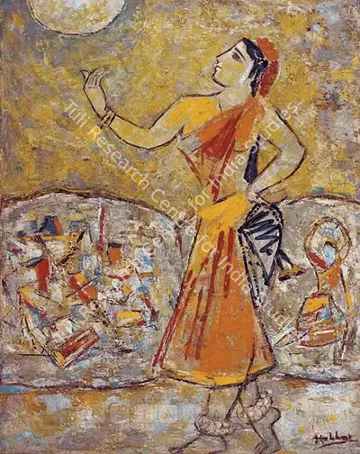 K.K. Hebbar (Artist), Dancer, 1963, Painting