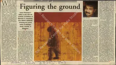 Ranjit Hoskote (Writer), Figuring the Ground, 2003, Newspaper Clipping