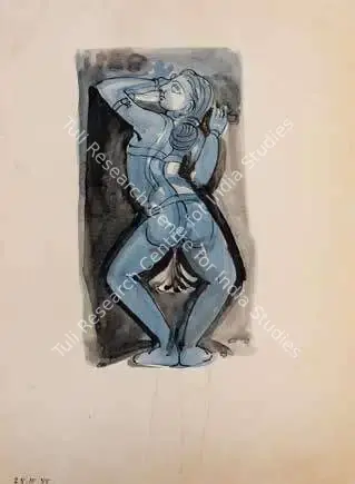 Somnath Hore (Artist), Untitled (Temple sketch), 1955, Painting
