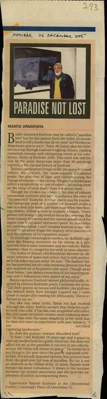 Mamta Upadhyaya (Reporter), Paradise Not Lost, 2005, Newspaper Clipping