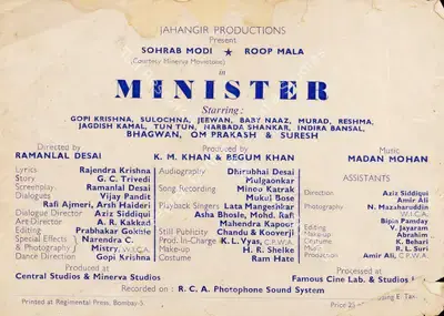 Minister, Actor, 1959