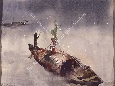 Shyamal Dutta Ray (Artist), The Boat, 1951, Painting