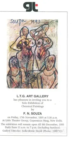 F.N. Souza (Artist), F. N. Souza, 1995, Solo Exhibition Invitation