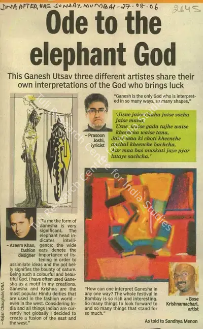 Rajan Chaughule (Reporter), Ode to the Elephant God, 2006, Newspaper Clipping