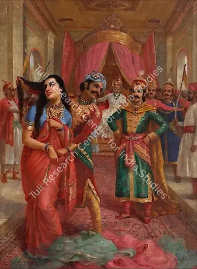 Varma, Raja Ravi (Artist). Draupadi Vastraharan. Oil on canvas, c.1888-1990 | Painting | FineArts | 00416695