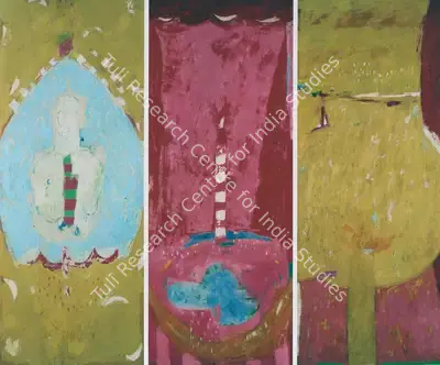Anjum Singh (Artist), Ice Blue : Mirror - Yellow Flame, 1999, Painting