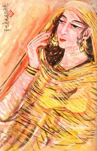 Sudhir Khastgir (Artist), A Bengali Woman, 1951, Painting