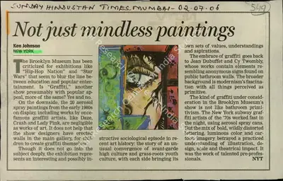 Ken Johnson (Reporter), Not Just Mindless Paintings, 2006, Newspaper Clipping