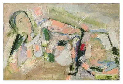 Tyeb Mehta (Artist), Untitled (Reclining Nude), 1959, Painting
