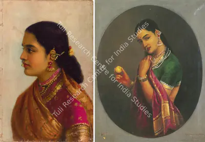 Raja Ravi Varma (Artist), Untitled (Portrait of a Young Woman in Russet and Crimson Sari), 1895, Painting