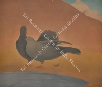 M.A.R. Chughtai (Artist), Untitled (Pigeons), 1936, Painting