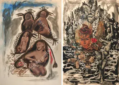 Pai, Laxman (Artist). Untitled, 1959 | Graphic Art, Os.Mum/23.03.12, 1959
